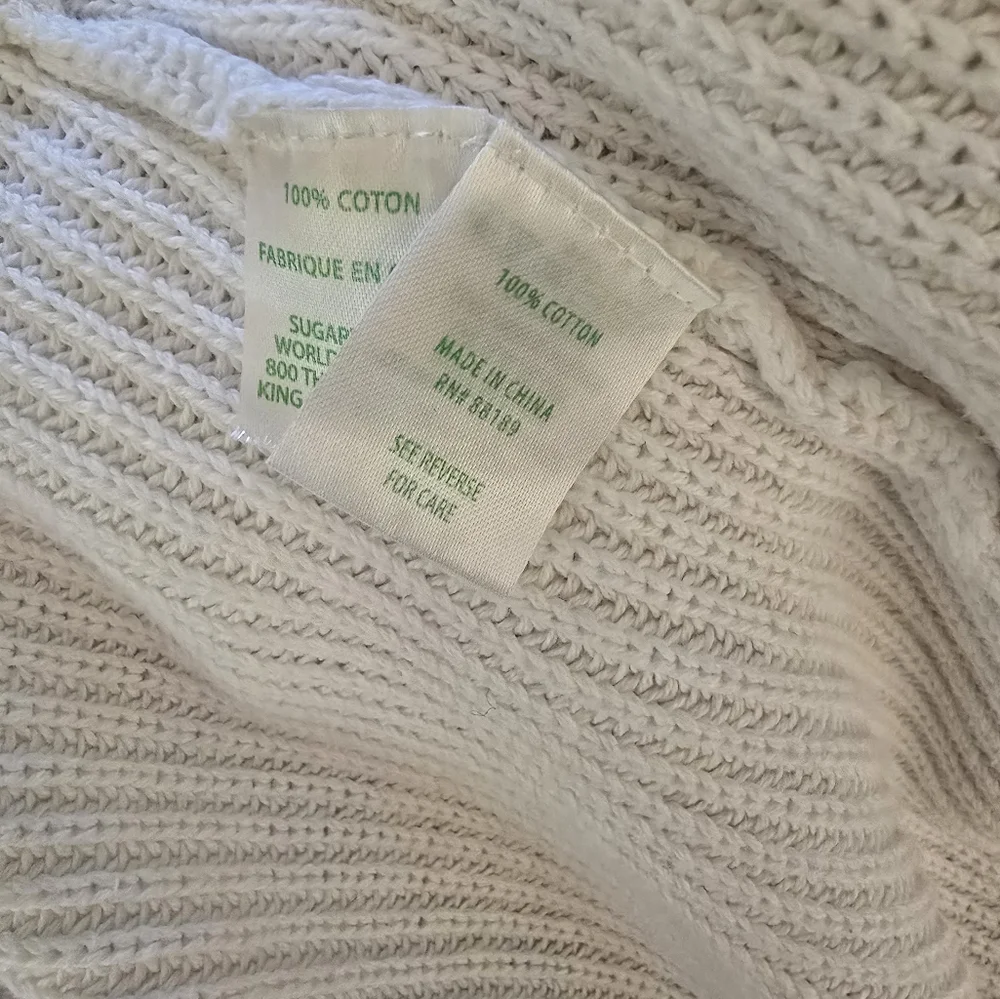 Lily Pulitzer Small 100% Cotton Fringe Hem White Sweater - Picture 5 of 11